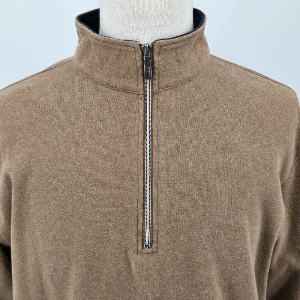 Straight Down Brown 1/4 Zip Pullover Sweater Size XL Ranchland Hills